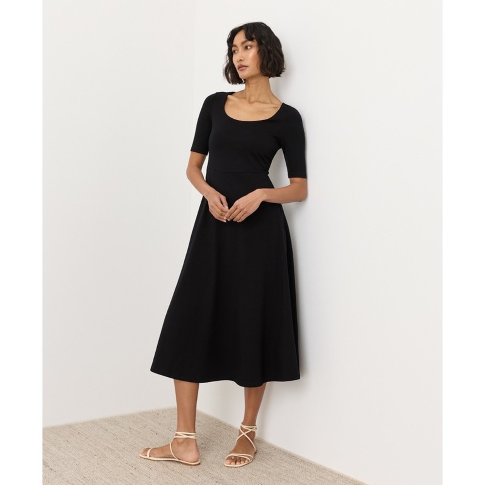 Pact Organic Fit & Flare Signature Scoop Dress Midi Cotton Capsule S Small